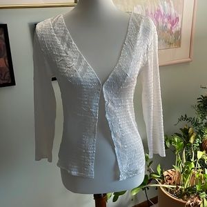 Alberto makali white hook and eye top with sequins